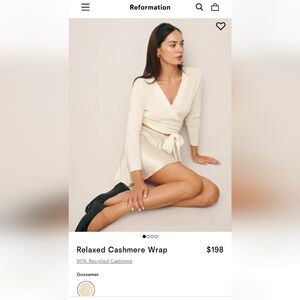 Reformation Relaxed Wrap Cashmere Cardigan in Gossamer